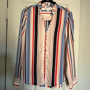 NWOT Express Women's Colorful Striped Button-Down Shirt